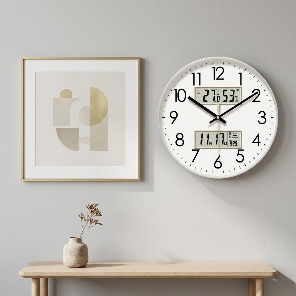 Modern Wall Clock - 3-in-1 Design with Calendar & Thermometer 2
