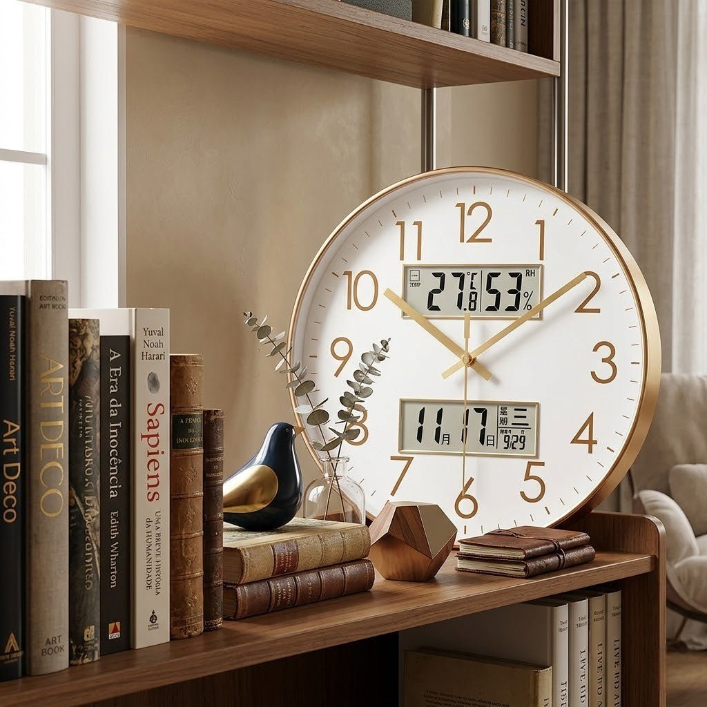 Modern Wall Clock - 3-in-1 Design with Calendar & Thermometer 3