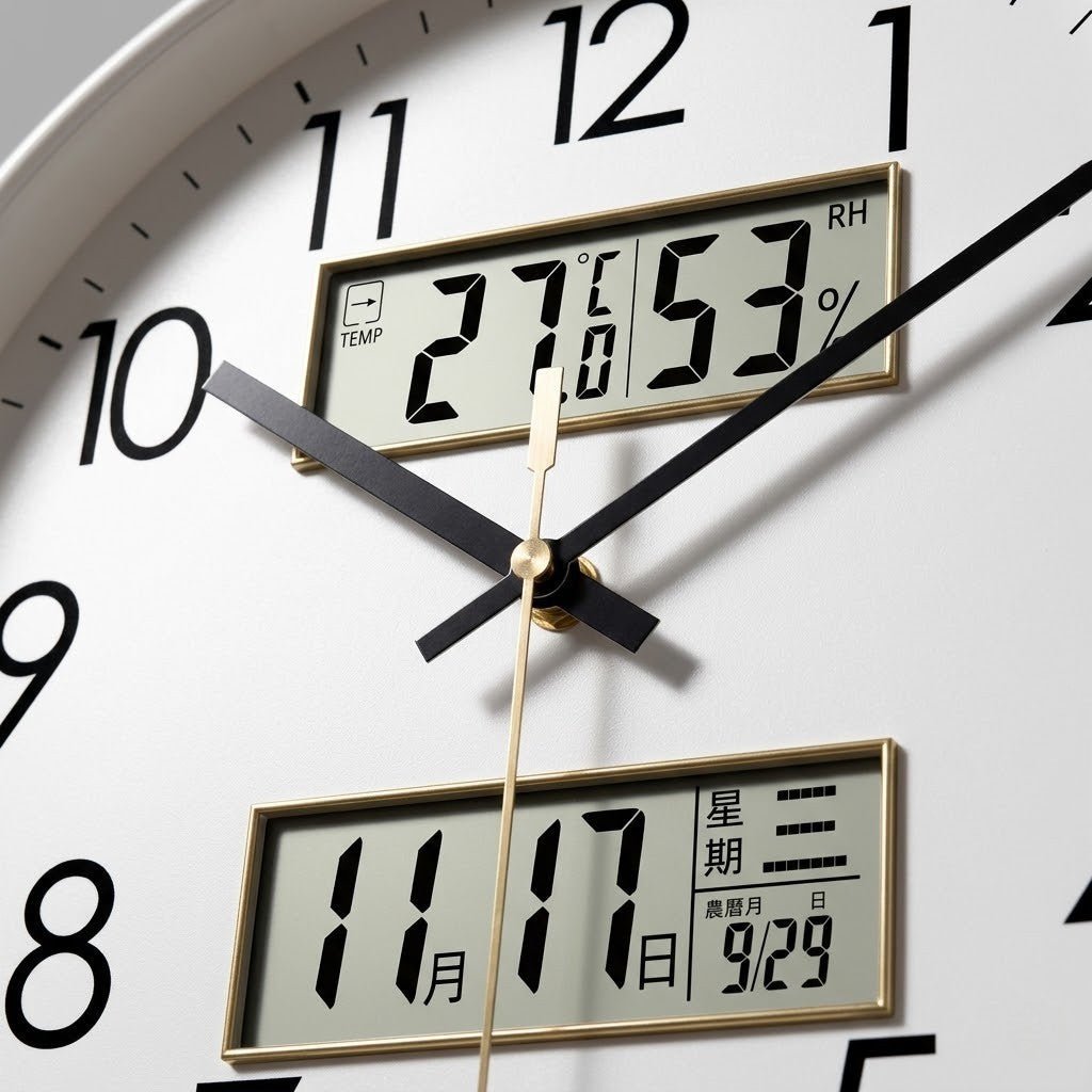 Modern Wall Clock - 3-in-1 Design with Calendar & Thermometer 4