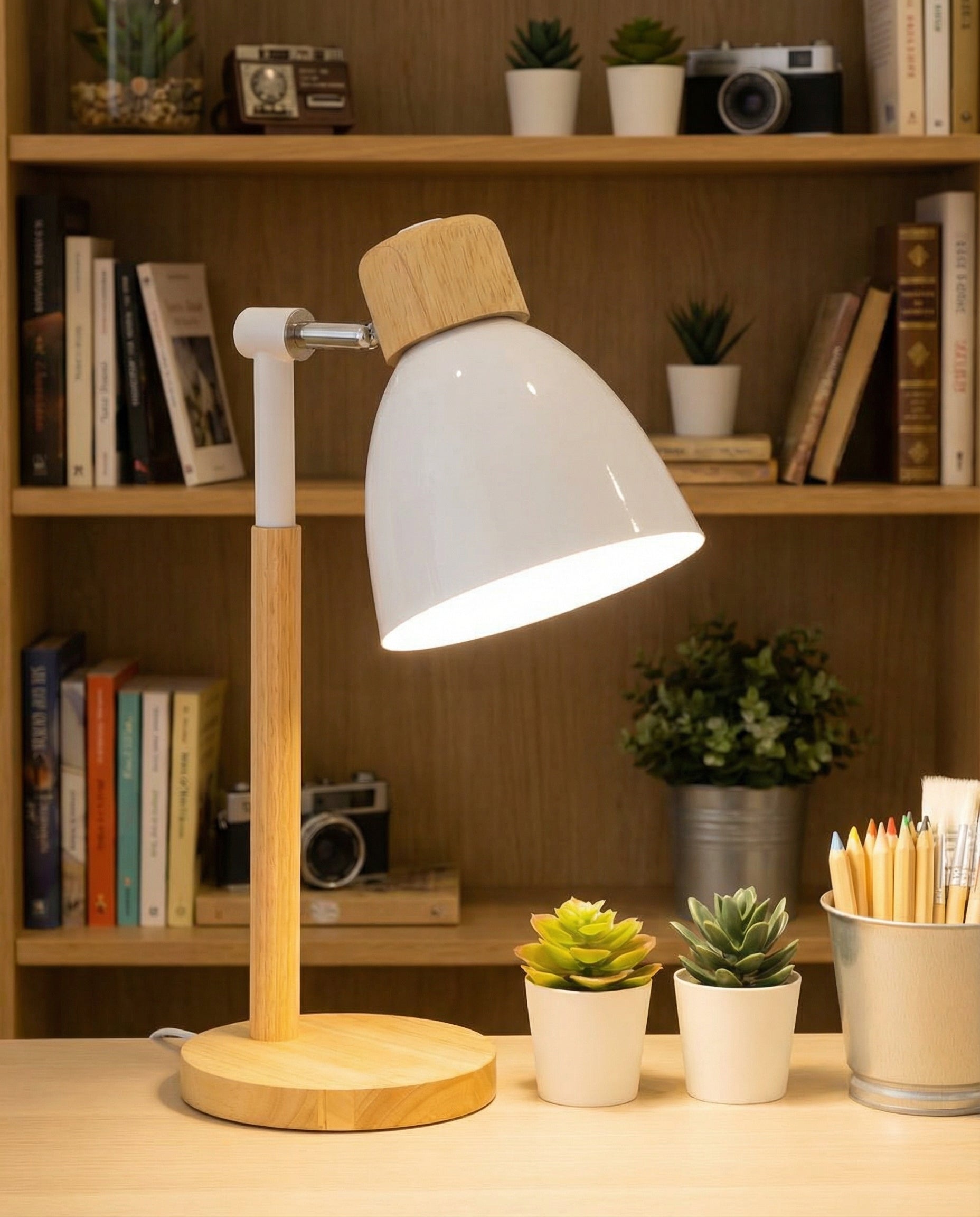 Nordic Wooden Table Lamp - Warm LED Glow for Bedroom & Desk Use 1