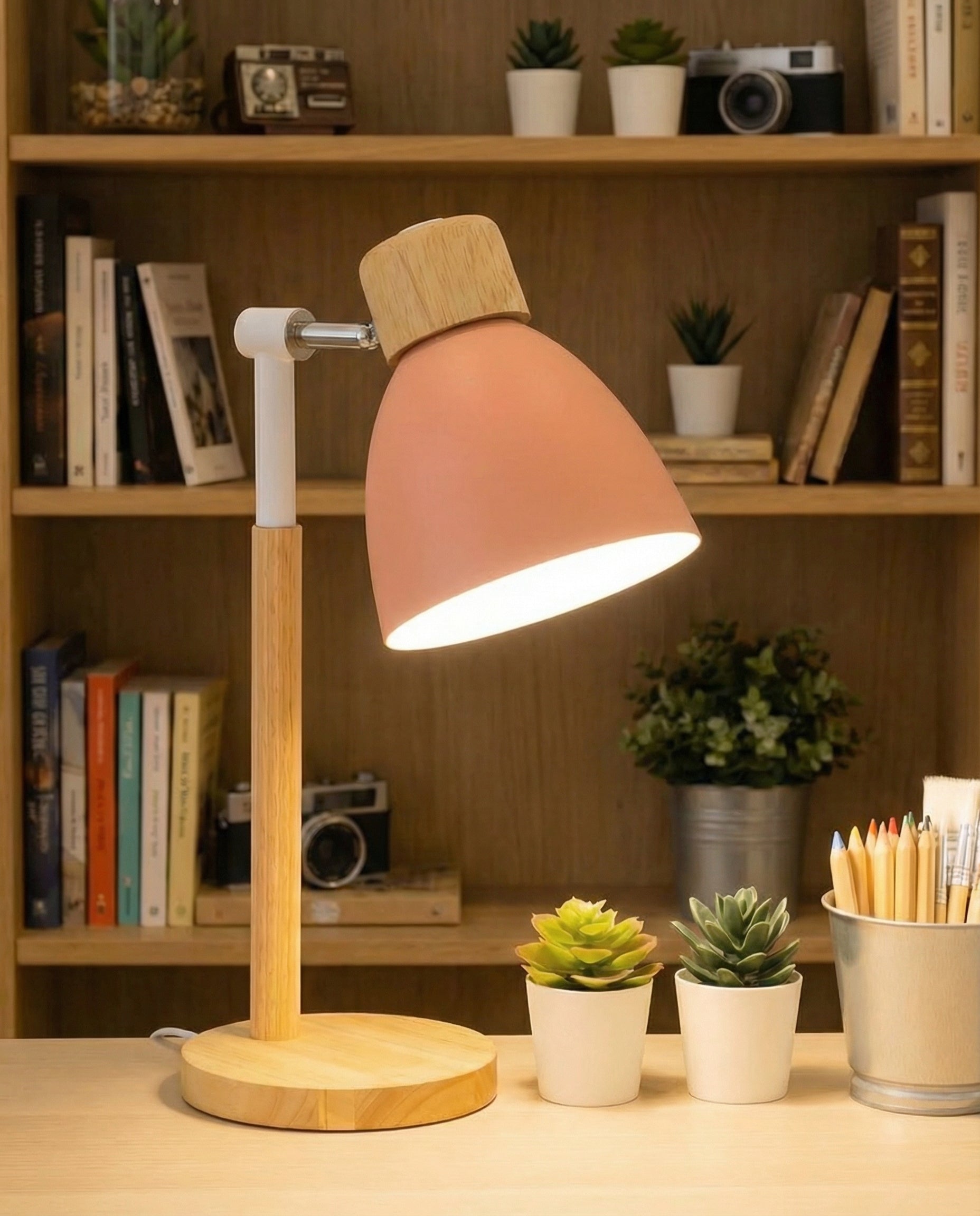 Nordic Wooden Table Lamp - Warm LED Glow for Bedroom & Desk Use 2