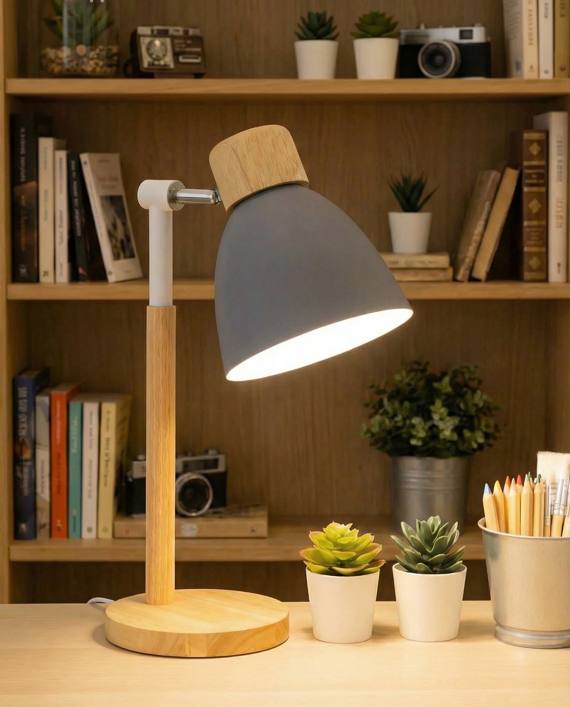 Nordic Wooden Table Lamp - Warm LED Glow for Bedroom & Desk Use 3
