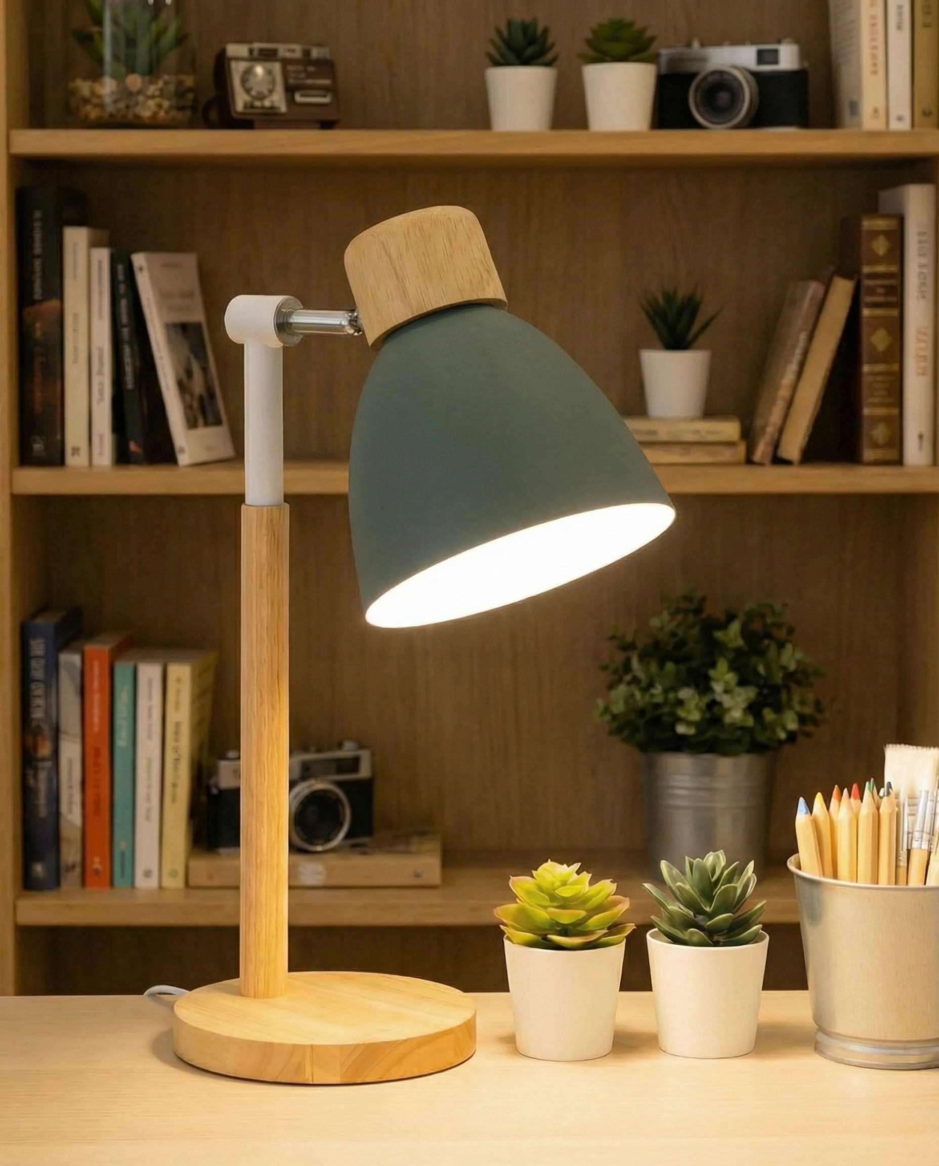 Nordic Wooden Table Lamp - Warm LED Glow for Bedroom & Desk Use 4